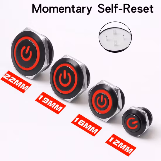 Interruptor de botón micro del reinicio eléctrico momentáneo del metal de IP67 16m m mini