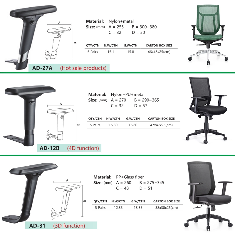 4D Office Chair Adjustable PU Armrest for Computer Gaming Chairs