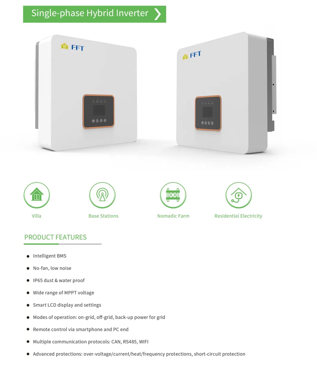 5kw Single Phase Hybrid Inverter Solar Use Residential Energy Storage Bess