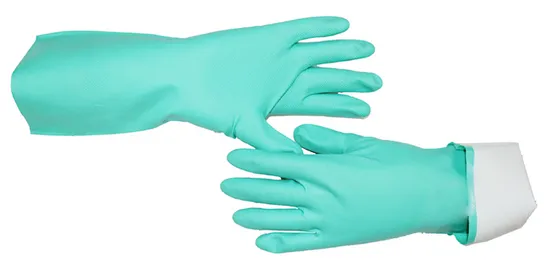 Guantes de trabajo de seguridad industriales resistentes a químicos de caucho de nitrilo 100% verde reutilizables de alta resistencia Luvas Guantes En420 En374